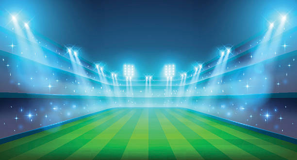 stadion ilustracja noc - soccer stadium illustrations stock illustrations