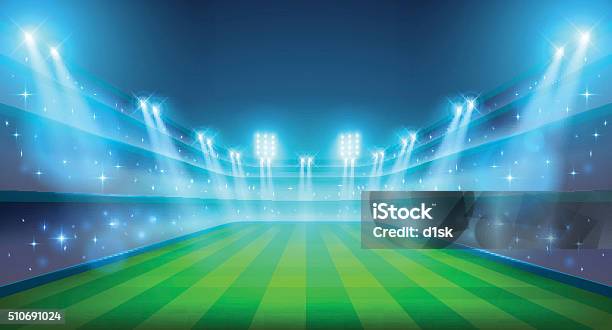 Night Stadium Illustration Stock Illustration - Download Image Now - Stadium, American Football - Ball, American Football - Sport