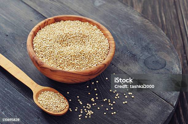 Raw Quinoa Seeds Stock Photo - Download Image Now - Backgrounds, Bowl, Close-up