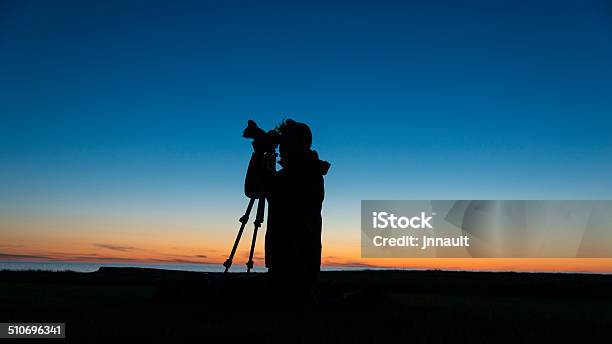 Photographer At The Work Stock Photo - Download Image Now - Adult, Back Lit, Beach