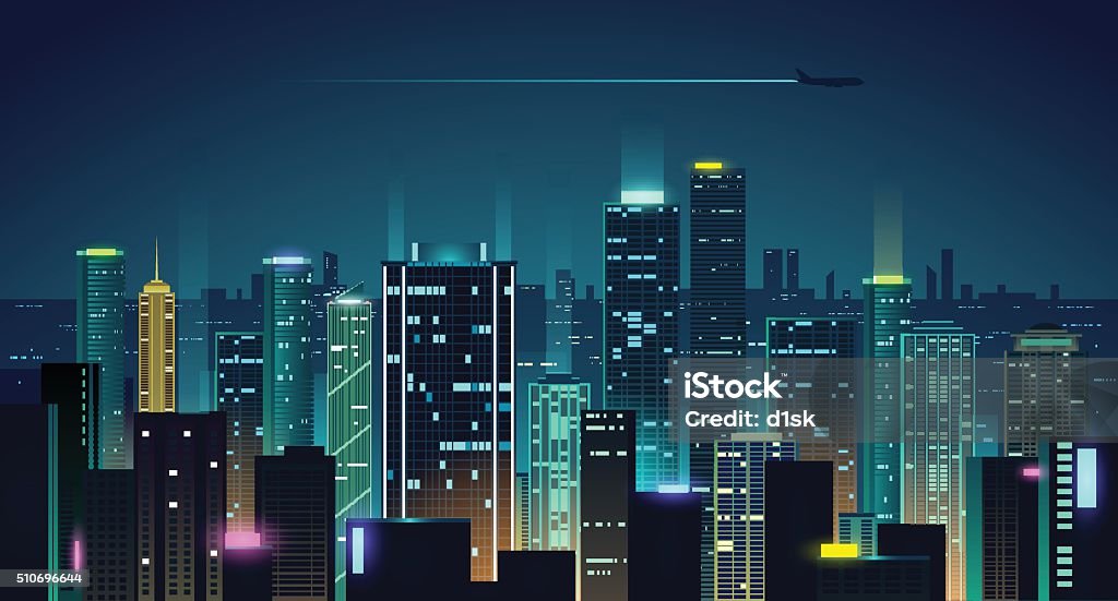 illustration de ville de nuit - clipart vectoriel de Ville - Milieu urbain libre de droits