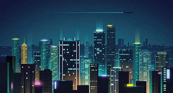 Night city illustration in vector