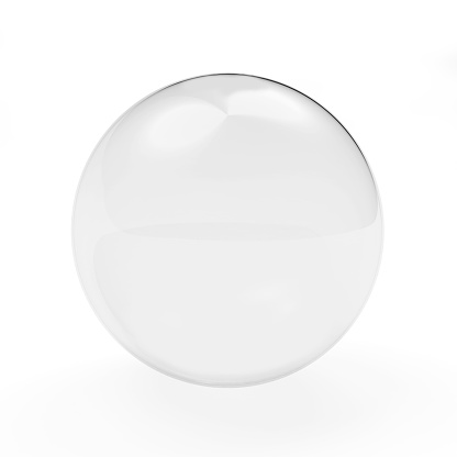 Glassy transparent sphere isolated on a white background