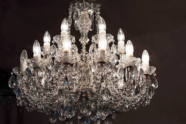 istock Brass chandelier with crystal. 510699552