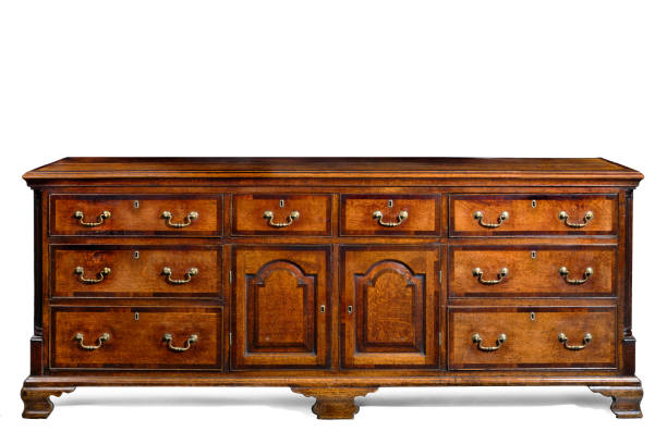 istock Old antique English oak kitchen dresser base. 510701714