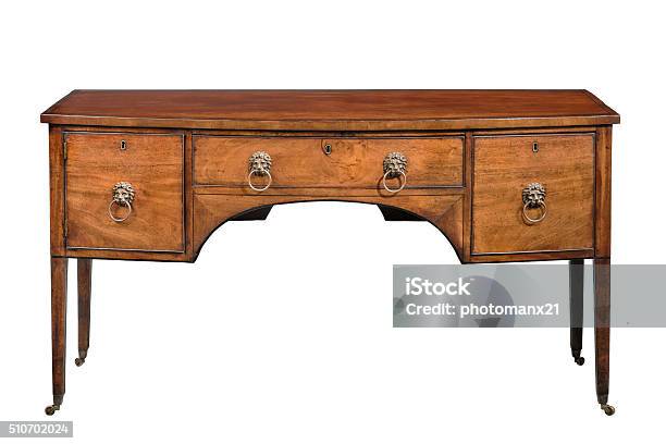 Sideboard Cupboard Bow Fronted Mahogany Antique With Lion Handle Stock Photo - Download Image Now