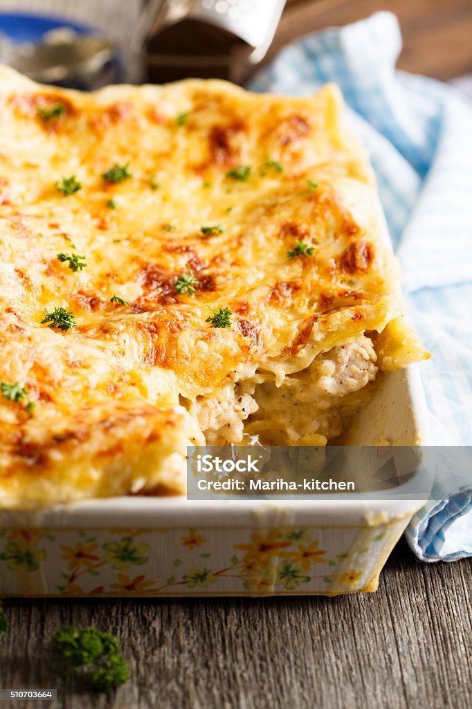 Lasagna Lasagna with chicken Chicken Meat Stock Photo