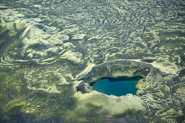 Lakagigar from a plane and Laki volcano, Iceland highlands