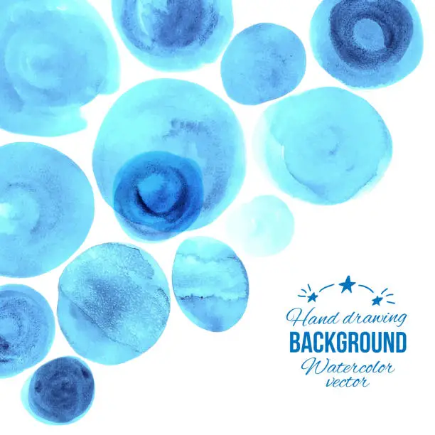 Vector illustration of Watercolor blu circles corner background