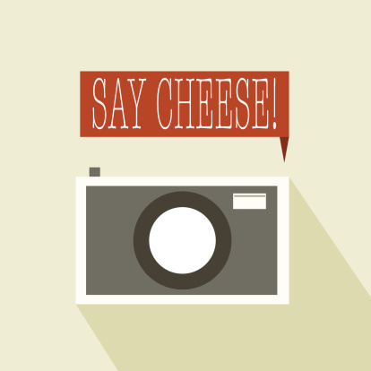 Say cheese to the camera vector background