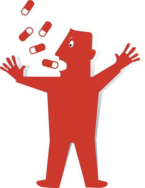 the man who takes the pills vector art illustration