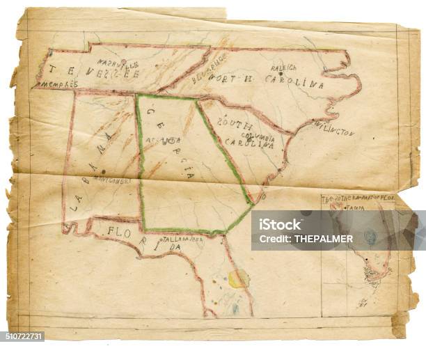 Child Drawn Map Of The Southern States Usa Stock Illustration
