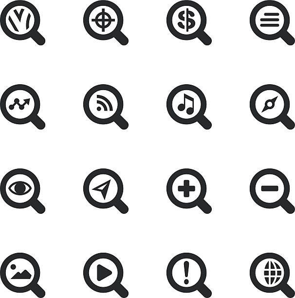 suchmaschinen-silhouette-symbole-set 1 - minus zeichen grafiken stock-grafiken, -clipart, -cartoons und -symbole