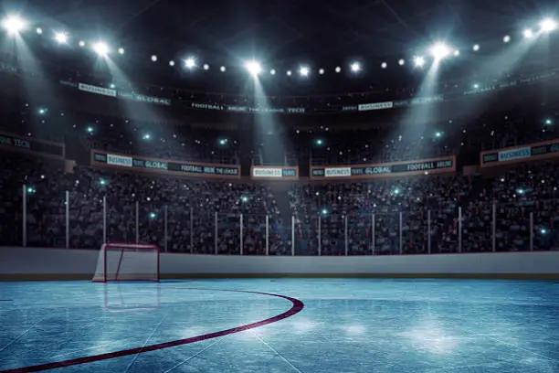 Professional hockey stadium arena in indoors stadium full of spectators