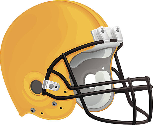 gelbe football helm - football helmet american football yellow american football uniform stock-grafiken, -clipart, -cartoons und -symbole