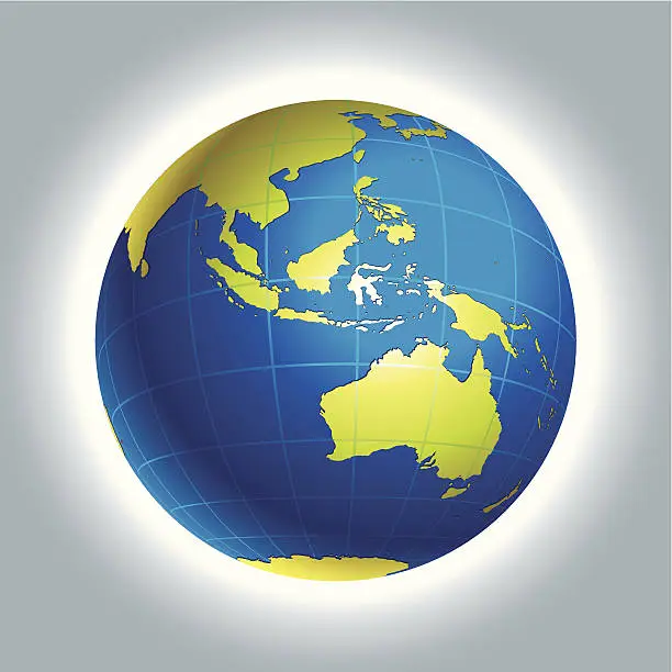 Vector illustration of Globe of World. Australia and Oceania side.