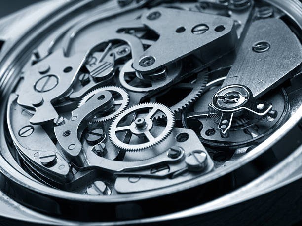 vintage watch vintage watch machinery macro detail monochrome clockworks photos stock pictures, royalty-free photos & images
