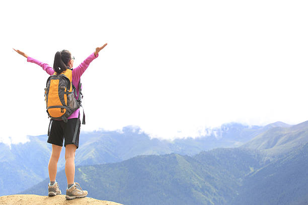 istock cheering woman hiker  in tibet,china 510725439