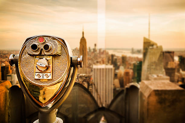 istock Binoculars Overlooking New York City Skyline At Empire State Building 510726569