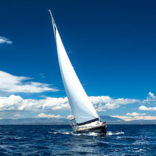 istock Sailing in the wind through the waves. Luxury yachts. 510738423
