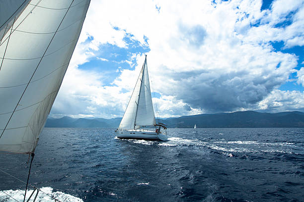 istock Sailing on the race in a stormy sea. 510739801