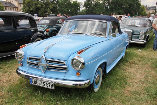 Bad Aibling, Germany - June 19, 2014: Oldtimer Borgward on Bavaria Historic meeting in Bad Aibling / Bavaria. Here is organized every year a vintage car rally. The visitors marvel at the beautiful cars.