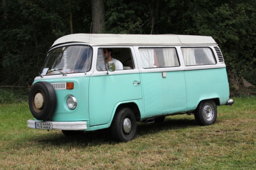 Bad Aibling, Germany - June 19, 2014: VW Bus T 2 classic car on Bavaria Historic meeting in Bad Aibling / Bavaria. Here is organized every year a vintage car rally. The visitors marvel at the beautiful cars.