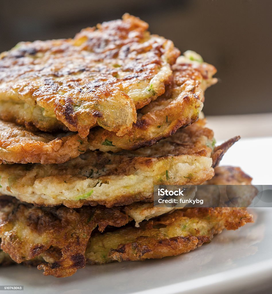 Zucchini pancakes with herbs Appetizer Stock Photo