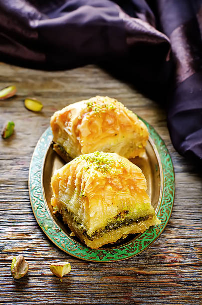 istock baklava with pistachio. turkish traditional delight 510743359