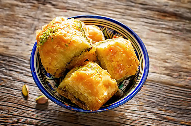 istock baklava with pistachio. turkish traditional delight 510743375
