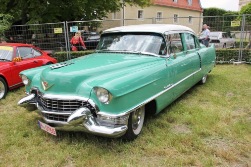 Bad Aibling, Germany - June 19, 2014: Cadillac classic car on Bavaria Historic meeting in Bad Aibling / Bavaria. Here is organized every year a vintage car rally. The visitors marvel at the beautiful cars. The car is built 1955.