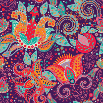 Colorful Flower Vector Pattern Stock Illustration - Download Image Now ...