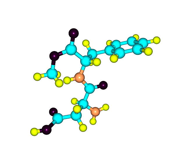 Aspartame molecule isolated on white Aspartame is an artificial, non-saccharide sweetener used as a sugar substitute in some foods and beverages chemical formula for aspartame stock pictures, royalty-free photos & images