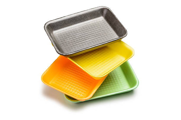 Four Foam Trays Stock Photo - Download Image Now - Polystyrene, Tray, Stack  - iStock