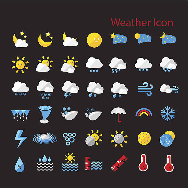 Flat style weather icon set vector art illustration