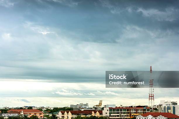 Thunderstorms And Communication Towers Stock Photo - Download Image Now - Aerial View, Bluetooth, Cloudscape