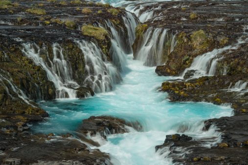 Brauarfoss Waterfall in mid summer, Iceland