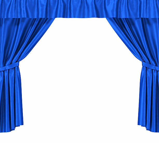istock Blue silk curtains with garter isolated on white background. 510777330