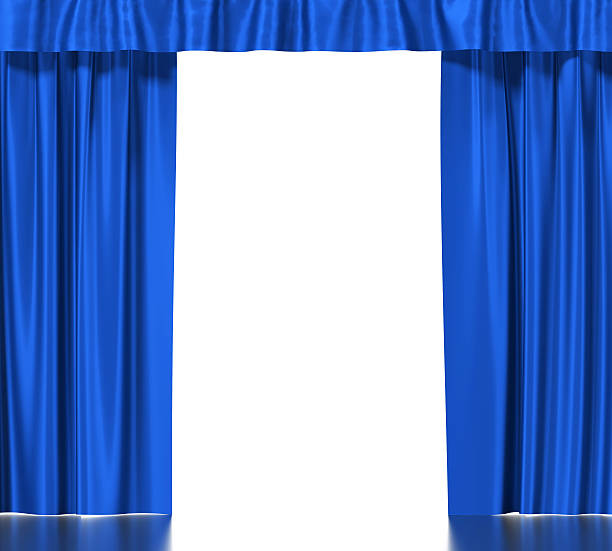 istock Blue silk curtains with garter isolated on white background. 510777478