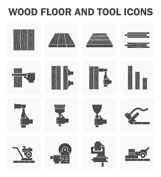 Wood floor icon Wood floor and tool vector icon sets design. hardwood stock illustrations