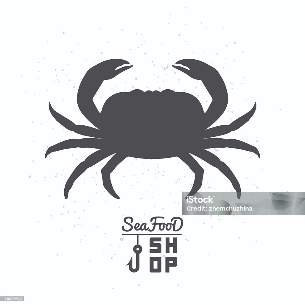 Crab silhouette. Seafood shop branding template Crab silhouette. Seafood shop logo branding template for craft food packaging or restaurant design. Vector illustration Crab stock vector