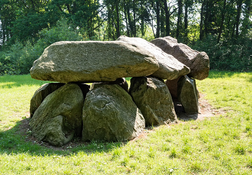Prehistoric dolmen, also called a hunebed, in The Netherlands