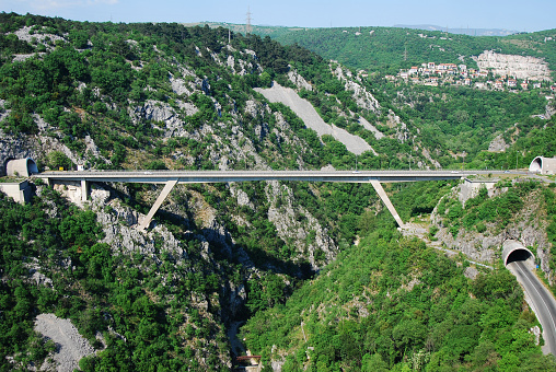 Tunnel and Bridge over the Canyon Rijecina River in Rijeka,Croatia