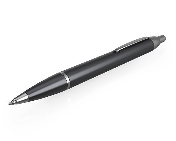 istock Metallic black pen with reflection isolated on white background. 510783180