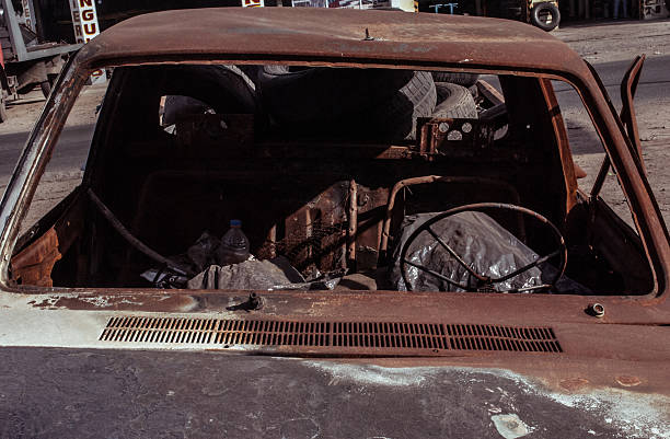 Abandoned car stock photo