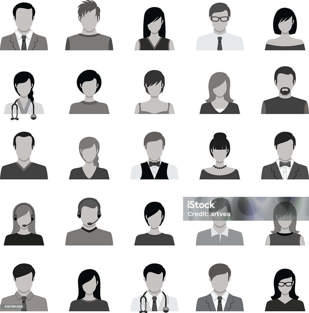 Set of Avatar Flat Icons Vector illustration of the avatar set. Human Face stock vector