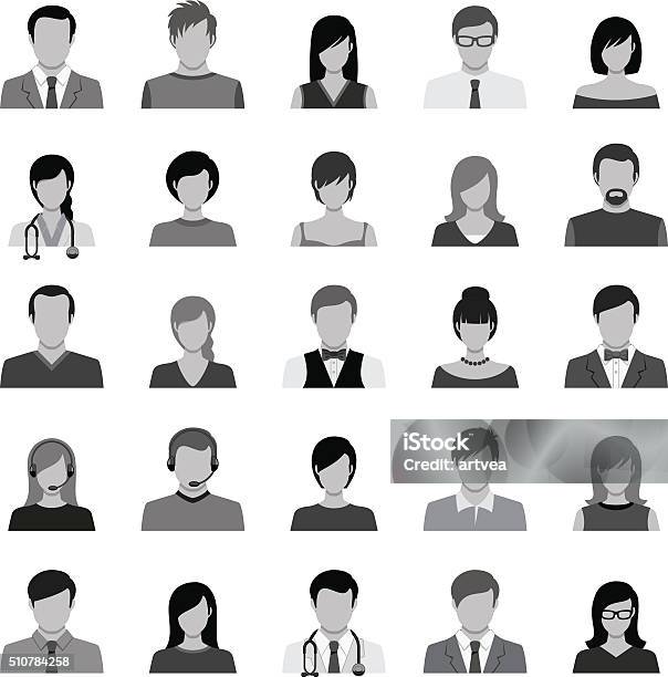 Set Of Avatar Flat Icons Stock Illustration - Download Image Now - Human Face, Icon Symbol, Profile View