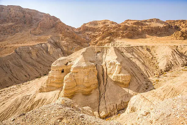 Cave in Qumran, where the dead sea scrolls were found, Israel