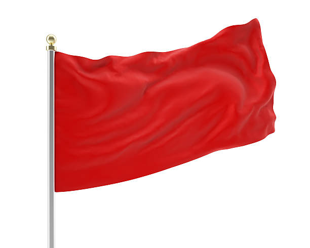 istock illustration of an empty developing red flag in the wind. 510786458