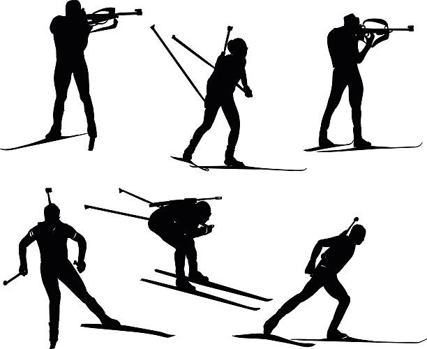 biatlon wektorowa zestaw - biathlon stock illustrations